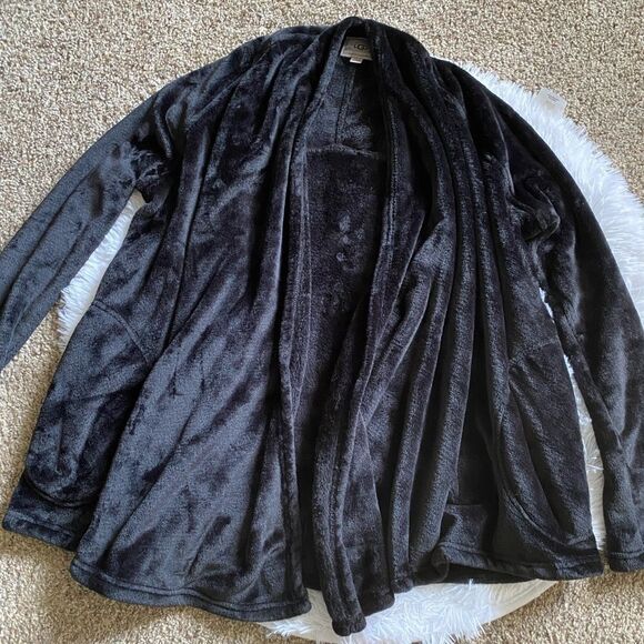 Ugg Fuzzy Open Front Cardigan Jacket Black Womens Size Small - Picture 3 of 9